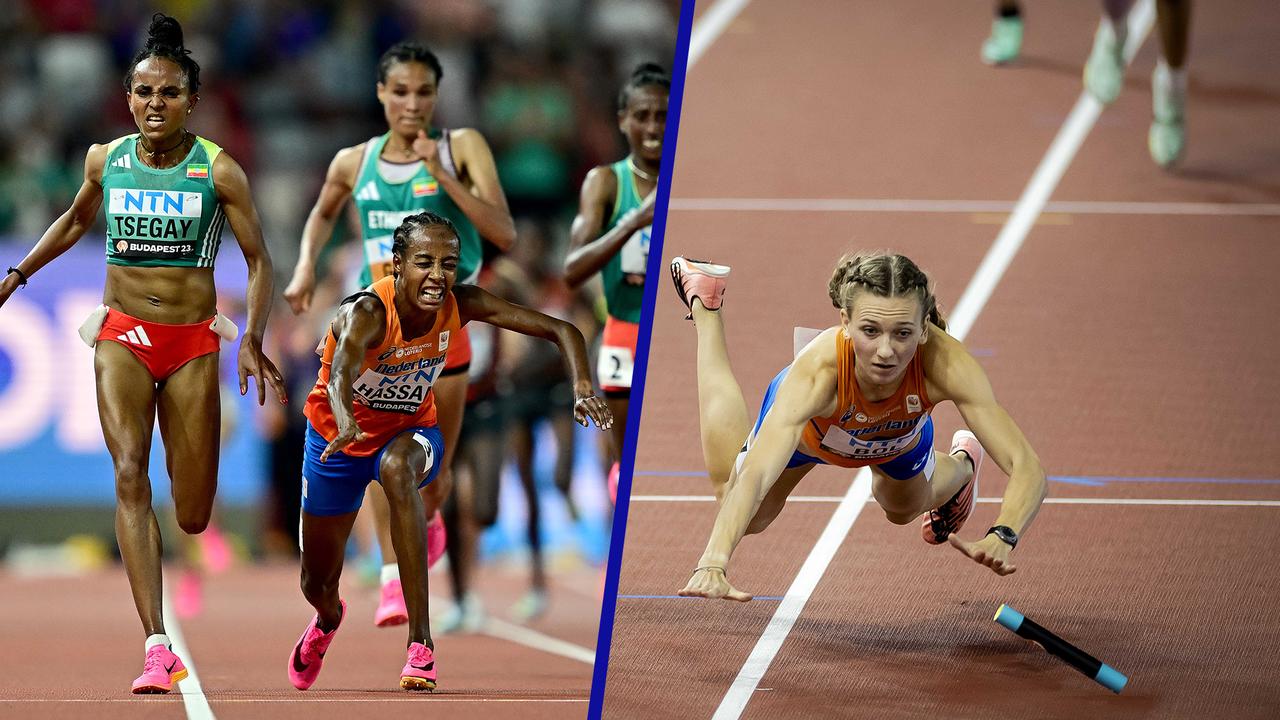 Beeld uit video: Hassan én Bol missen WK-medaille door val in laatste meters