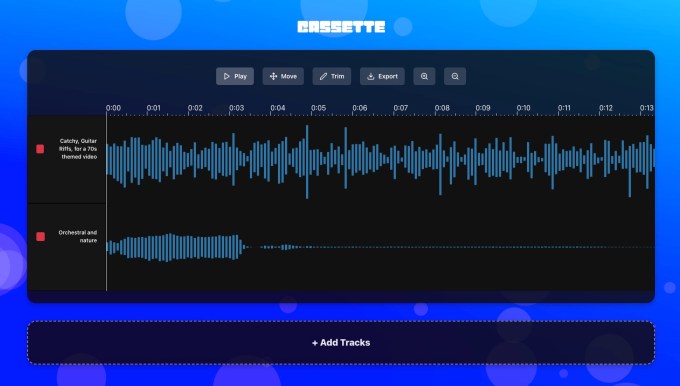 Cassette AI-Schnittstelle zum Mischen von Tracks