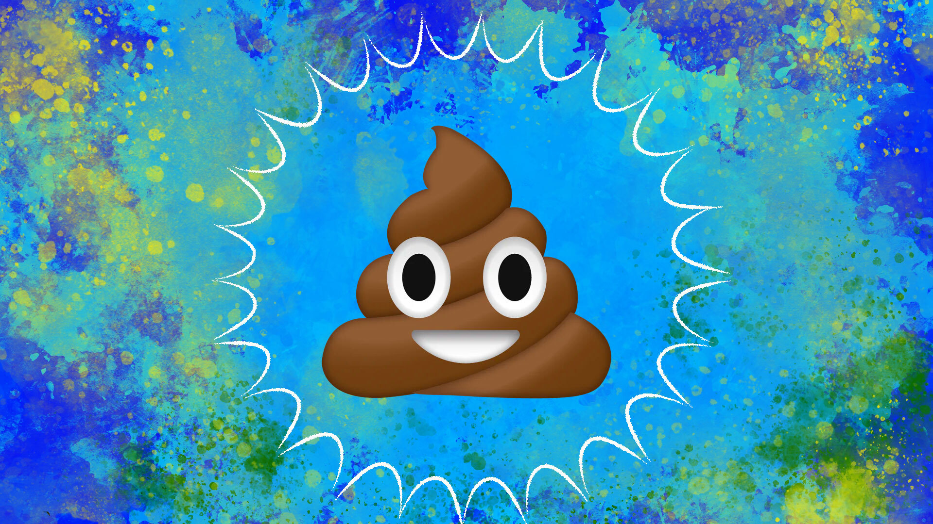 Poop-Emoji auf blauem Hintergrund