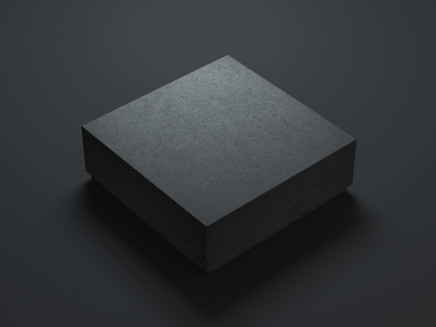 Quadratisches Black-Box-Mockup auf dunklem Hintergrund.  3D-Rendering