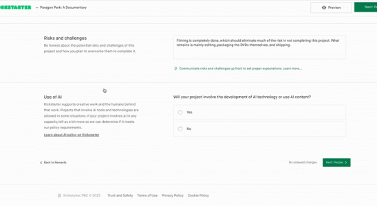 Kickstarter verlangt von generativen KI Projekten die Offenlegung zusaetzlicher Informationen