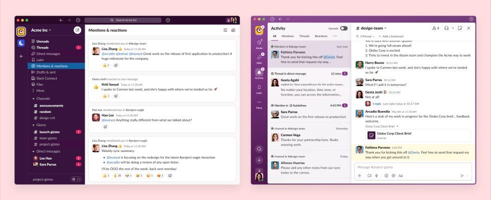 Slack erhaelt eine Ueberarbeitung der Benutzeroberflaeche mit einem einheitlicheren Ansatz