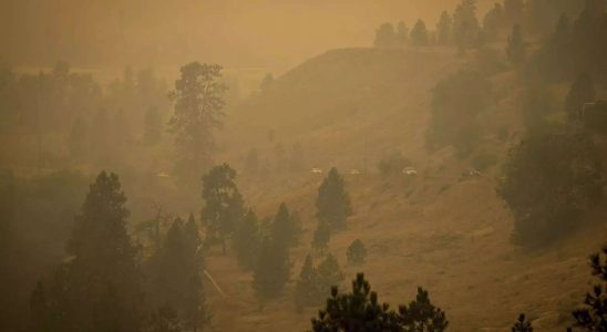 Waldbraende in Kanada breiten sich aus und verschmelzen waehrend die