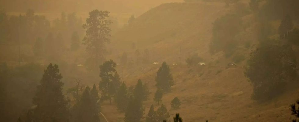 Waldbraende in Kanada breiten sich aus und verschmelzen waehrend die