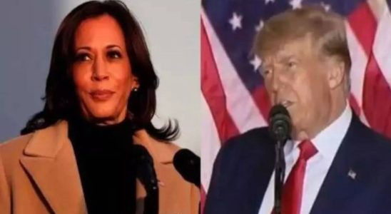 „Kamala Harris redet in Reimen Trump macht sich ueber den