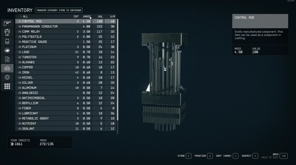 Starfield Modders haben die frustrierende Benutzeroberfläche des Spiels behoben. StarUI Mod Bethesda-Inventar