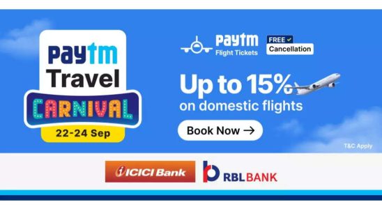 Paytm Paytm Travel Carnival angekuendigt 15 Rabatt auf Flugtickets