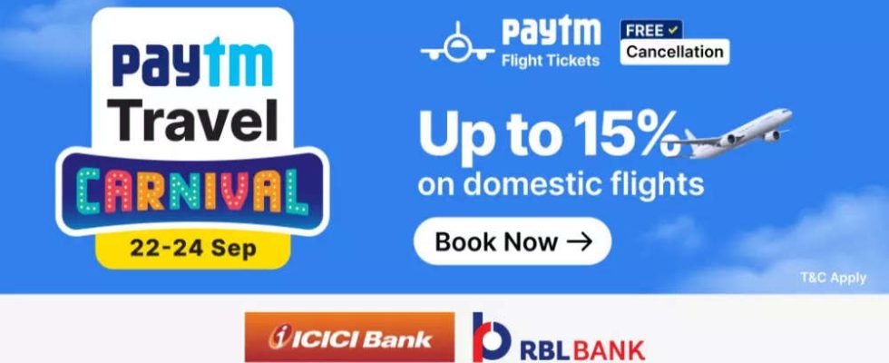 Paytm Paytm Travel Carnival angekuendigt 15 Rabatt auf Flugtickets