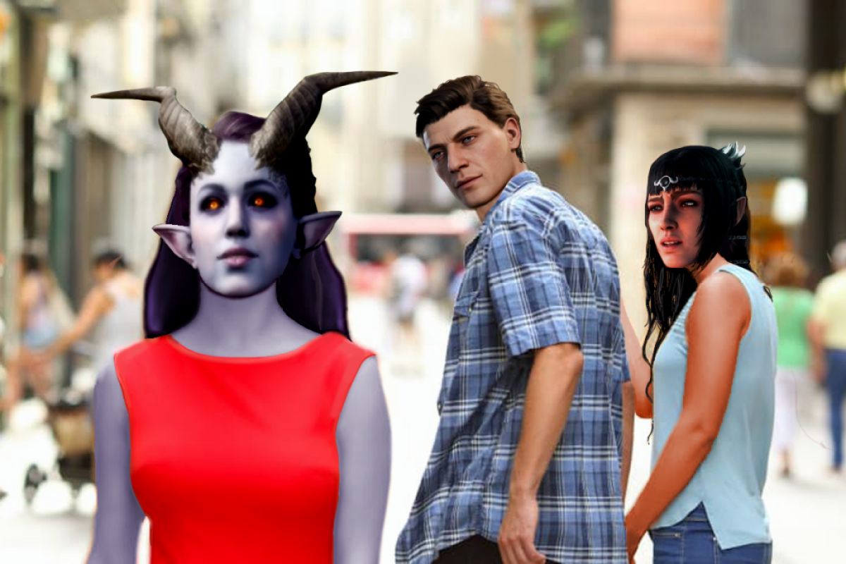 Dieses Meme von „Distracted Boyfriend Baldur's Gate 3“ ist eines von vielen.