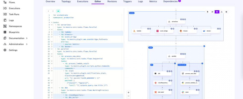 Kestra ist eine Open Source Datenorchestrierungsplattform fuer komplexe Arbeitsablaeufe