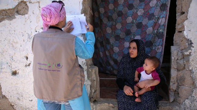 Schwangere Frauen die in Gaza Wehen haben koennen keine medizinische