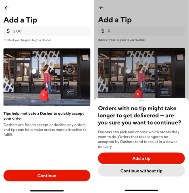 DoorDash Tests warnen Nicht Trinkgeldgeber dass ihre Bestellung moeglicherweise nur langsam ankommt