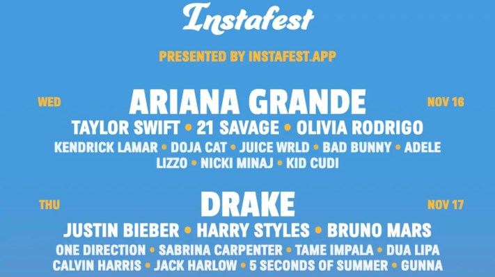 Mit Instafest koennen Sie jetzt ueber einen Playlist Link ein Musikfestival Poster