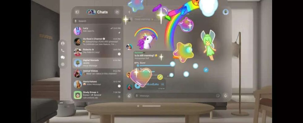 Telegram App Ansehen So wird Telegram auf Apple Vision Pro aussehen