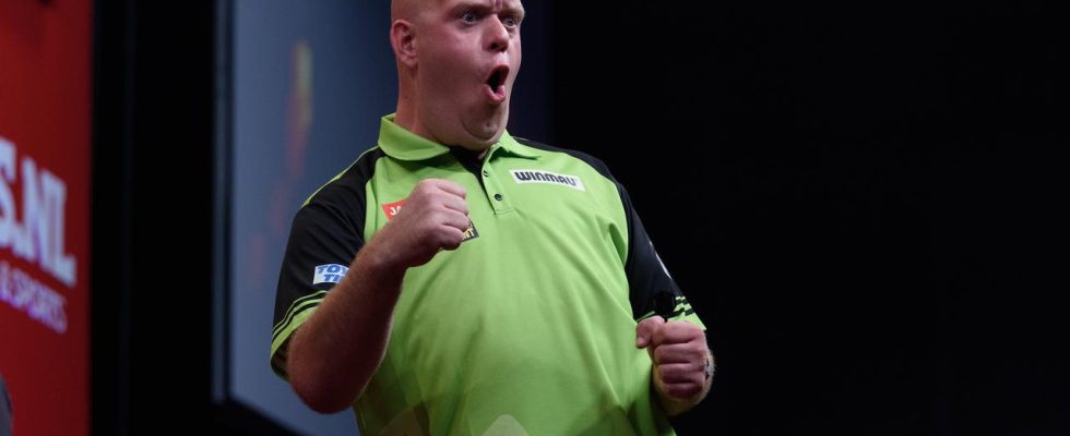 Van Gerwen schliesst die Grand Slam Gruppenphase mit einem Sieg ueber Kleermaker