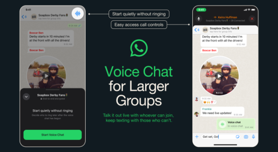 WhatsApp fuehrt eine neue Discord aehnliche Voice Chat Funktion fuer grosse Gruppen ein