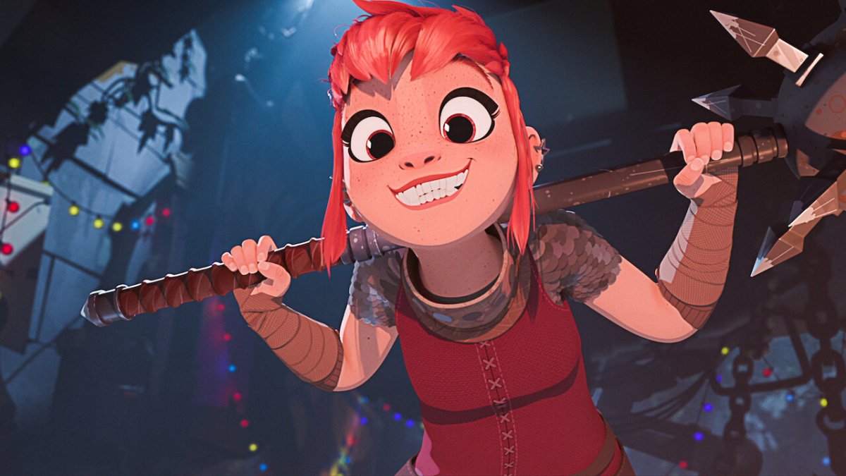 Nimona lächelt.  Dieses Bild ist Teil eines Artikels über die besten Animationsfilme des Jahres 2023.