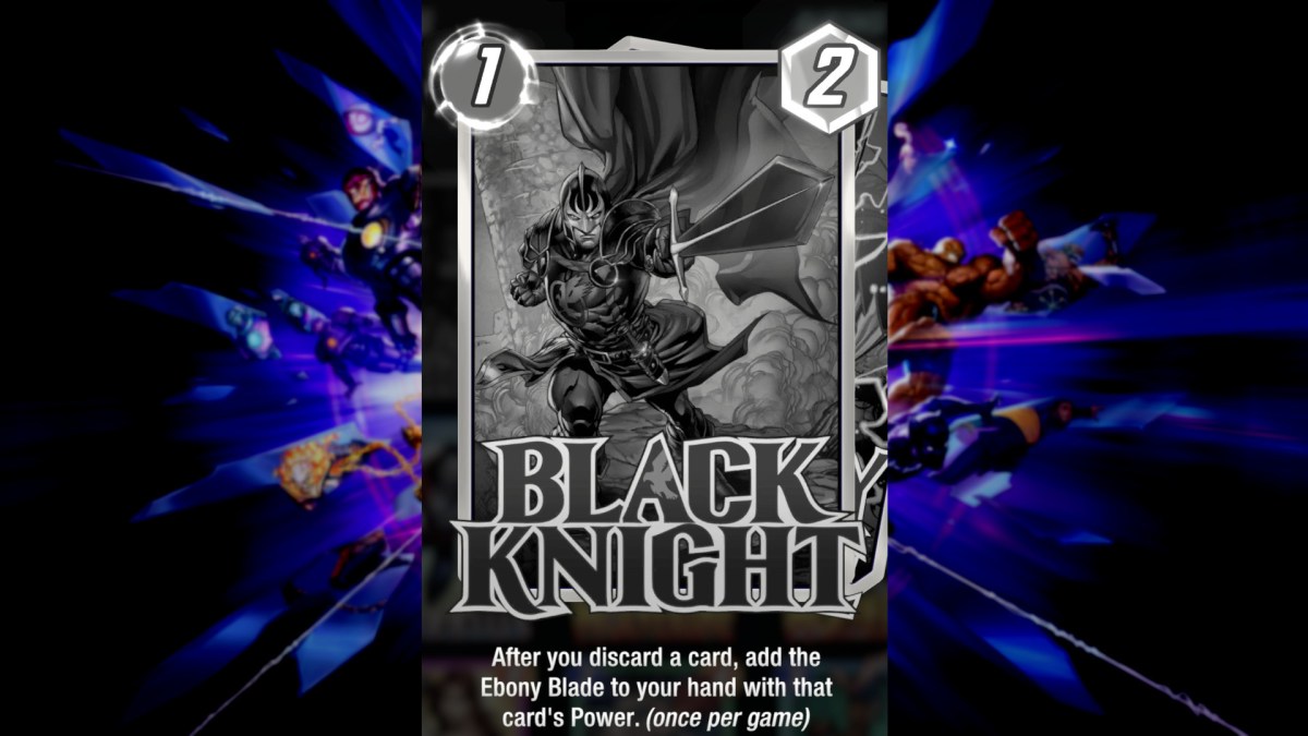 Die Ablagekarte von Black Knight in Marvel Snap.