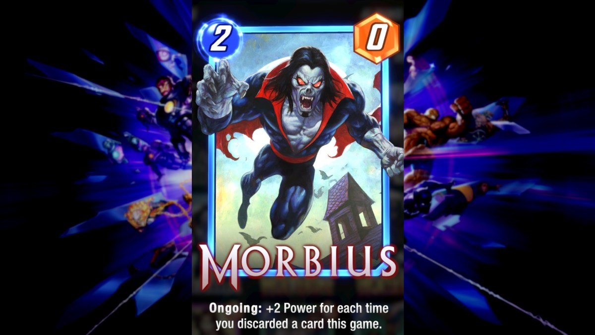 Morbius' Abwurfkarte in Marvel Snap.