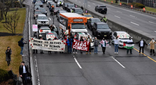 New York Pro palaestinensische Demonstranten blockieren Zufahrtsstrassen zum Flughafen in New