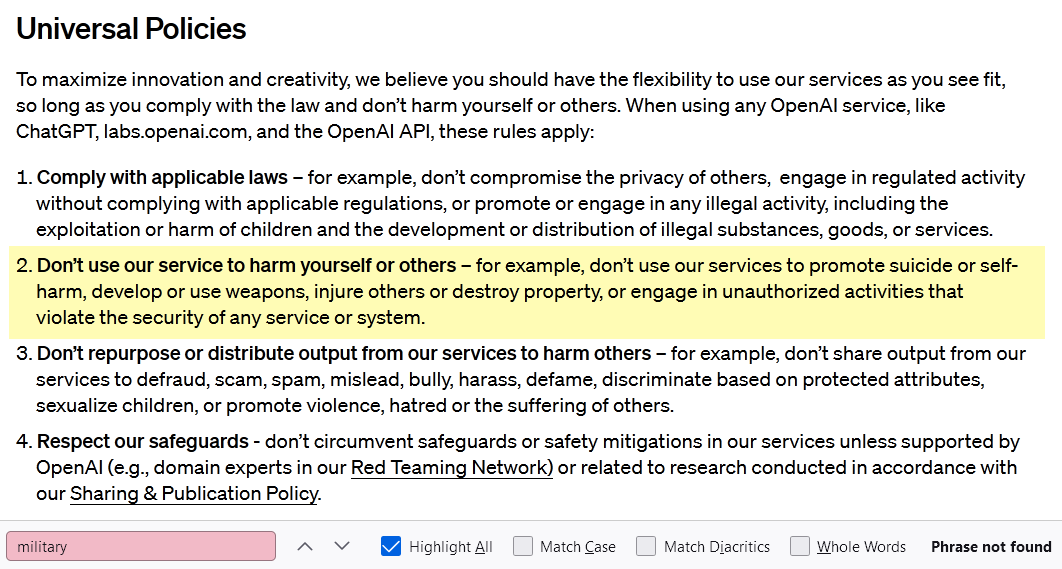 1705110931 203 OpenAI aendert Richtlinien um militaerische Anwendungen zuzulassen