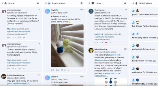 Deckblue bietet Bluesky Benutzern ein TweetDeck Erlebnis