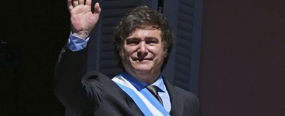 Der argentinische Praesident Javier Milei laedt Papst Franziskus in einem