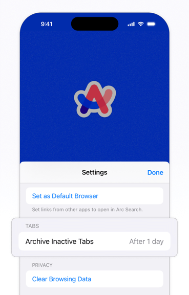 Arc Mobile archiviert Tabs automatisch