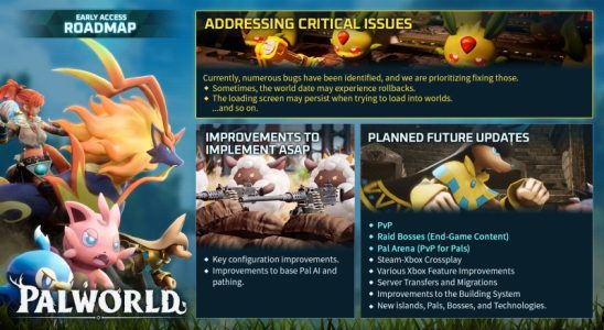 Die Early Access Roadmap von Palworld umfasst PvP Raid Bosse Crossplay und mehr