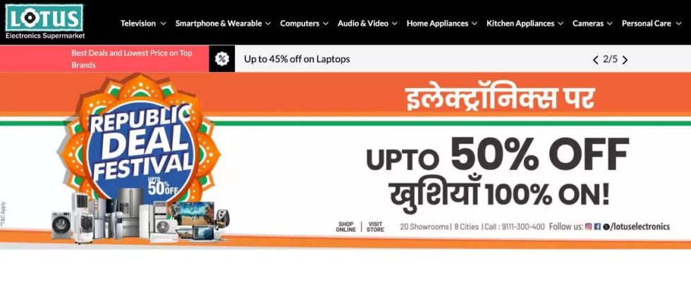 Lotus Electronics Republic Day Sale Erhalten Sie bis zu 50