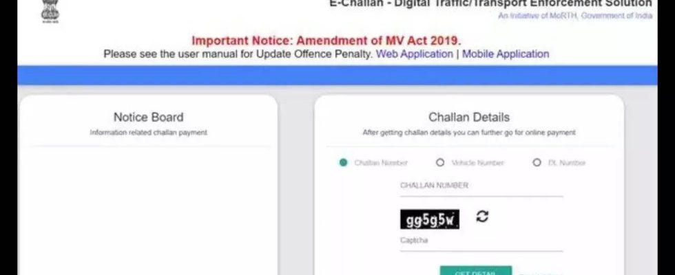 Ueberpruefen und bezahlen Sie den Verkehr in Challan online –