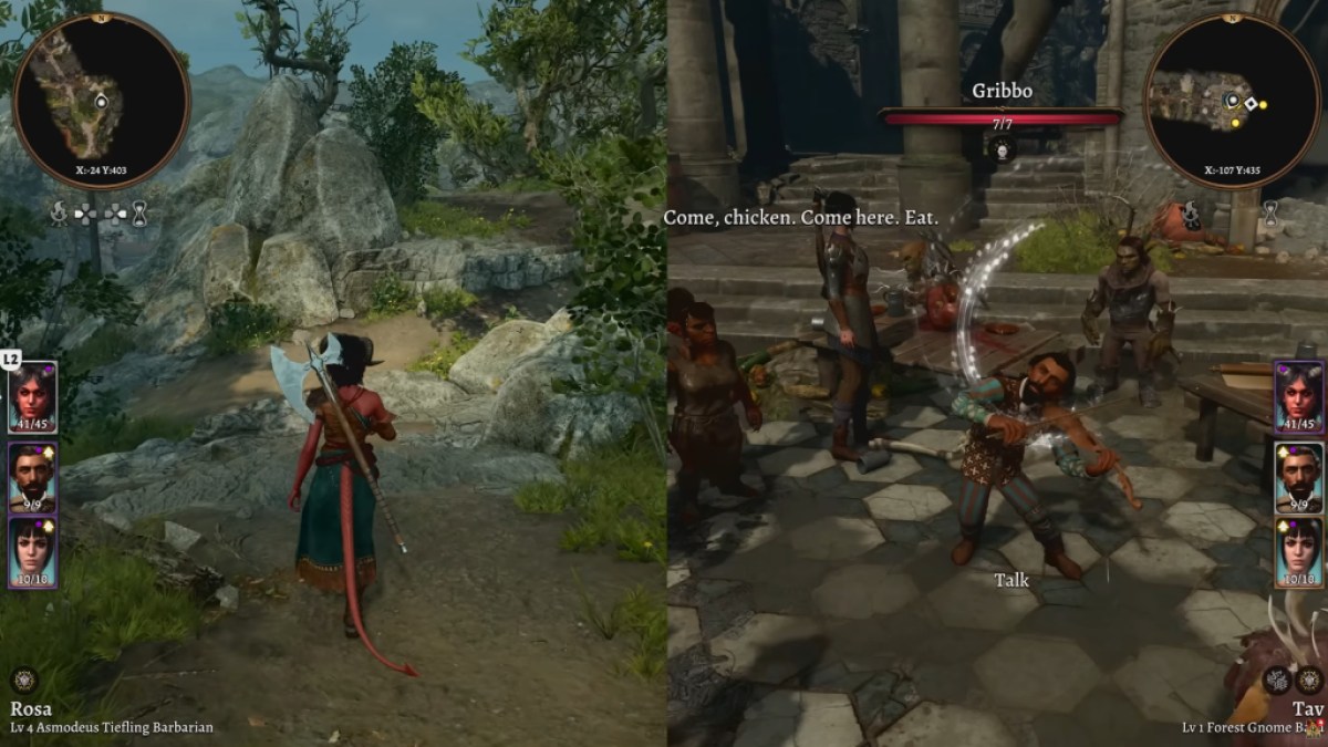 Split-Screen-Gameplay in Baldur's Gate 3. Dieses Bild ist Teil eines Artikels darüber, warum ich der Grund dafür bin, dass die Xbox Series S|X noch keine Killer-App hat.