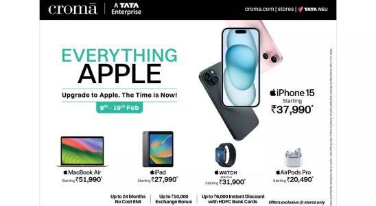 Croma „Alles Apple Angebot iPhone 15 startet bei 39999 Rupien iPad