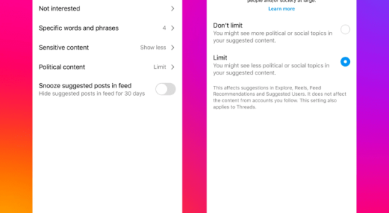 Instagram und Threads werden politische Inhalte nicht mehr „proaktiv empfehlen
