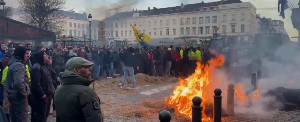 Schwere Unfaelle aufgrund belgischer Bauernblockaden Rutte spricht mit Bauern