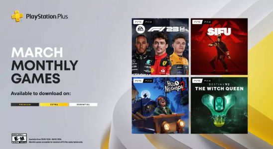 PlayStation Plus Spiele fuer Maerz EA Sports F1 23 Destiny 2