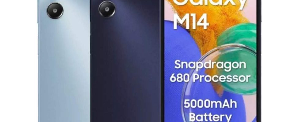 Samsung Galaxy M14 4G mit Qualcomm Chipsatz 5000 mAh Akku auf den Markt