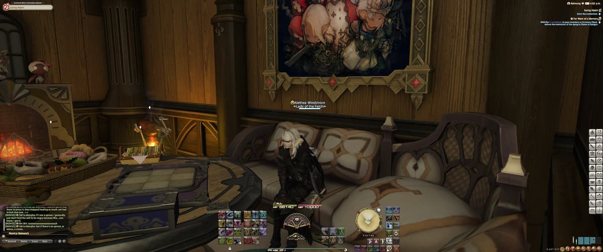 ein Standbild einer Wohnung mit Lavendelbetten in ffxiv