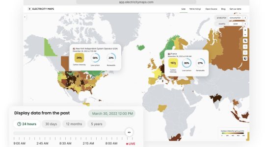 Electricity Maps berechnet die CO2 Intensitaet des Stromverbrauchs um die Nutzung