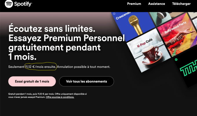 Spotify erhoeht Abonnementpreis in Frankreich um 12 um der neuen