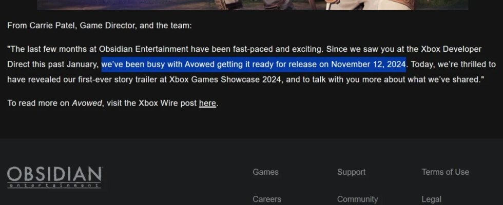 Avowed Veroeffentlichungsdatum im offiziellen Obsidian Blog durchgesickert