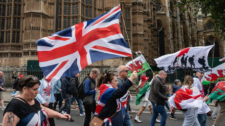 SEHEN SIE WIE Demonstranten in London zur Unterstuetzung von Trump