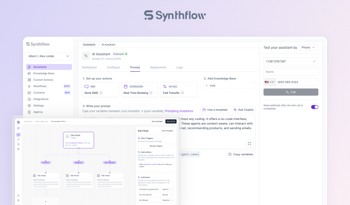 Synthflow erhaelt 74 Mio US Dollar fuer Sprachassistenz ohne Code fuer KMU