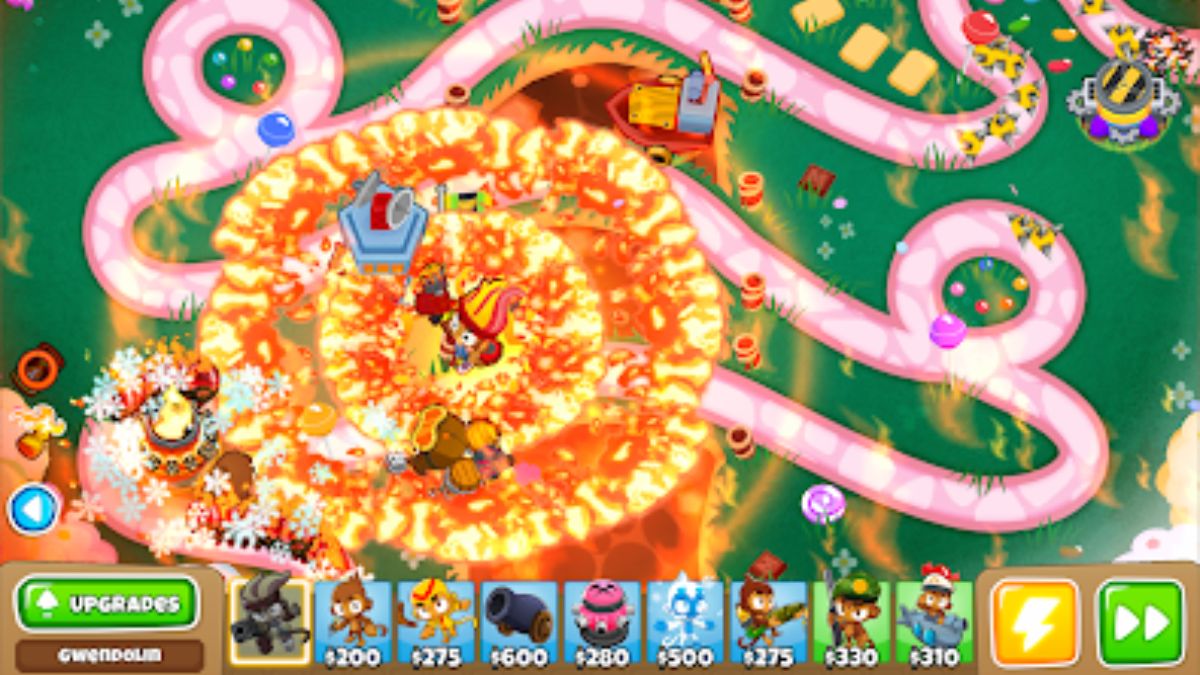 Screenshot des Gameplays vom Netflix-Handyspiel Bloons TD6