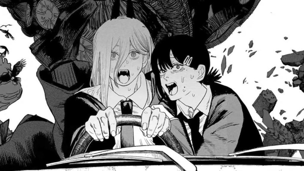 Power und Kobeni fahren in Chainsaw Man Auto