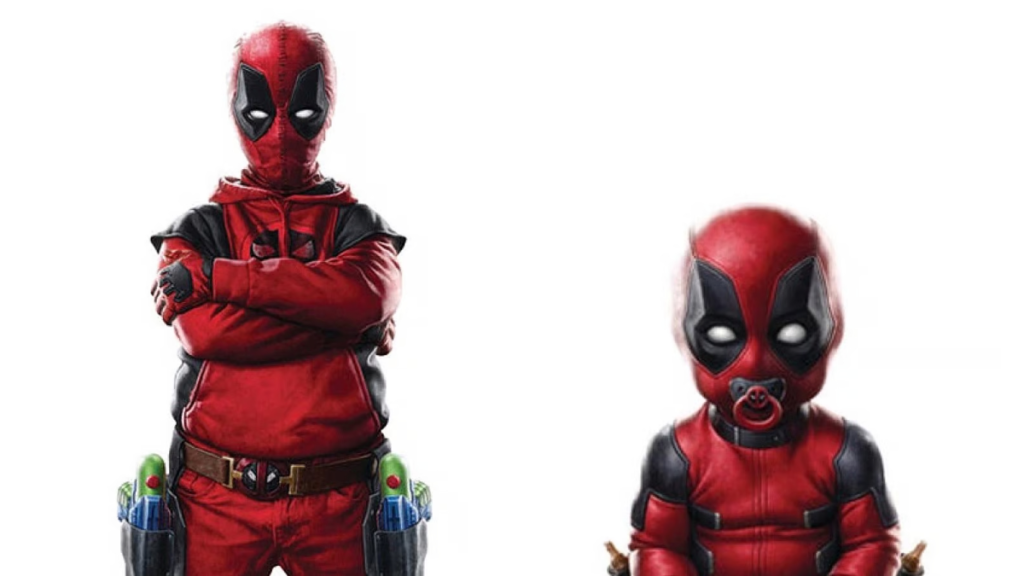 Werbegrafik von Deadpool & Wolverine's Kidpool und Babypool