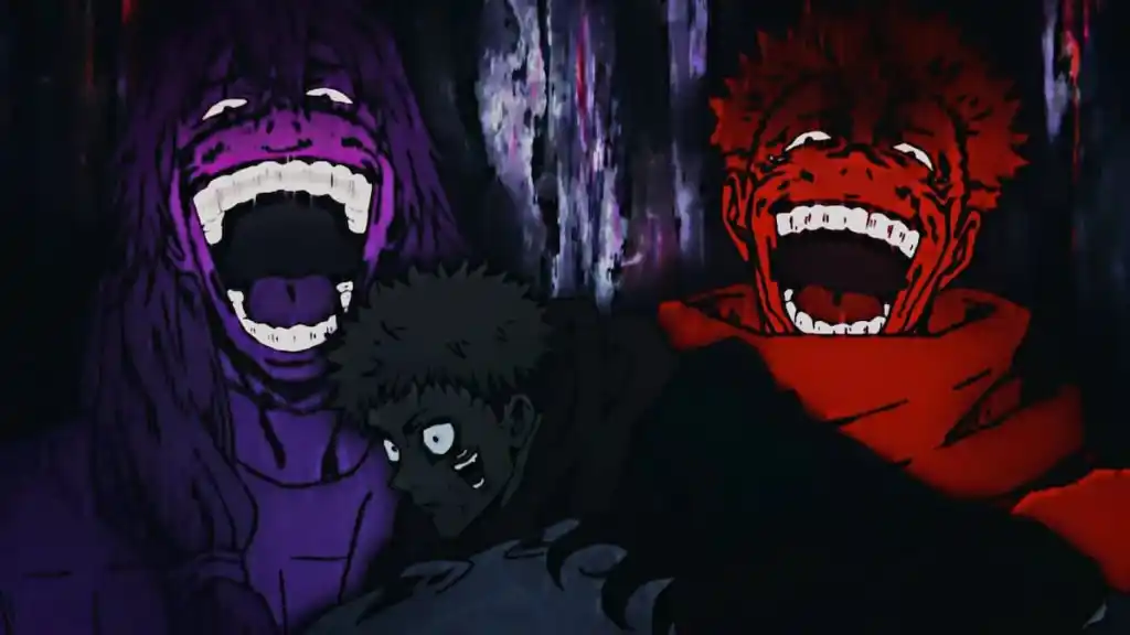 Mahito und Sukuna lachen über Yuji Itadori in Jujutsu Kaisen Staffel 1