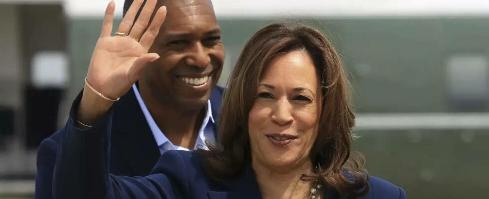 Kamala Harris „Eine Wahl zwischen Freiheit und Chaos US Praesidentschaftskandidatin Kamala