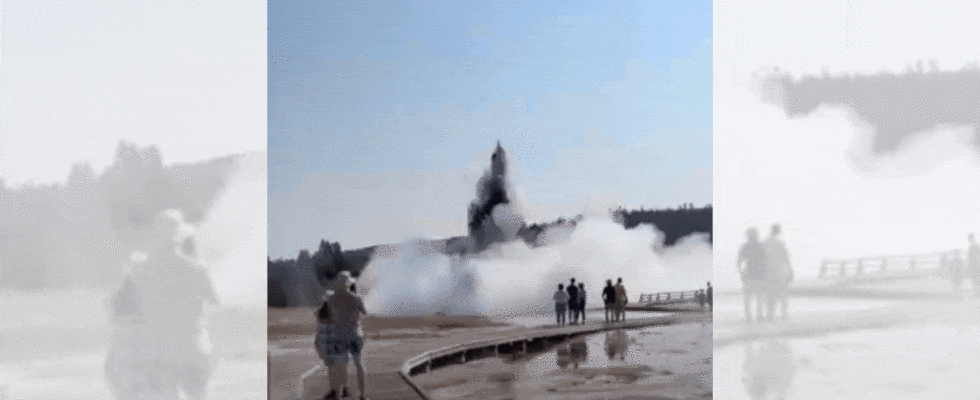 „Explosion aus Gestein Wasser und Dampf Hydrothermale Explosion erschuettert Yellowstone Nationalpark