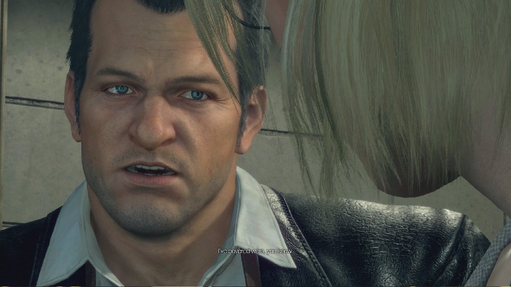 Ein Bild von Frank West, der in einer Vorschau des Spiels in Dead Rising Deluxe Remaster mit Jessie spricht